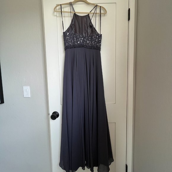 FOREVER IN LOVE Charcoal Grey Sequin Sleeveless Maxi Dress - Size US 6 - Picture 5 of 11